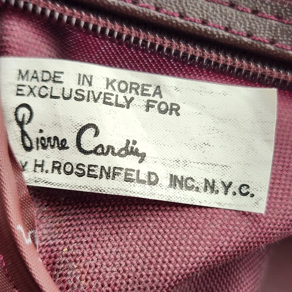 Vintage Pierre Cardin Burgundy Nylon Travel Duffle Gym Bag Made in Korea 15 Inch